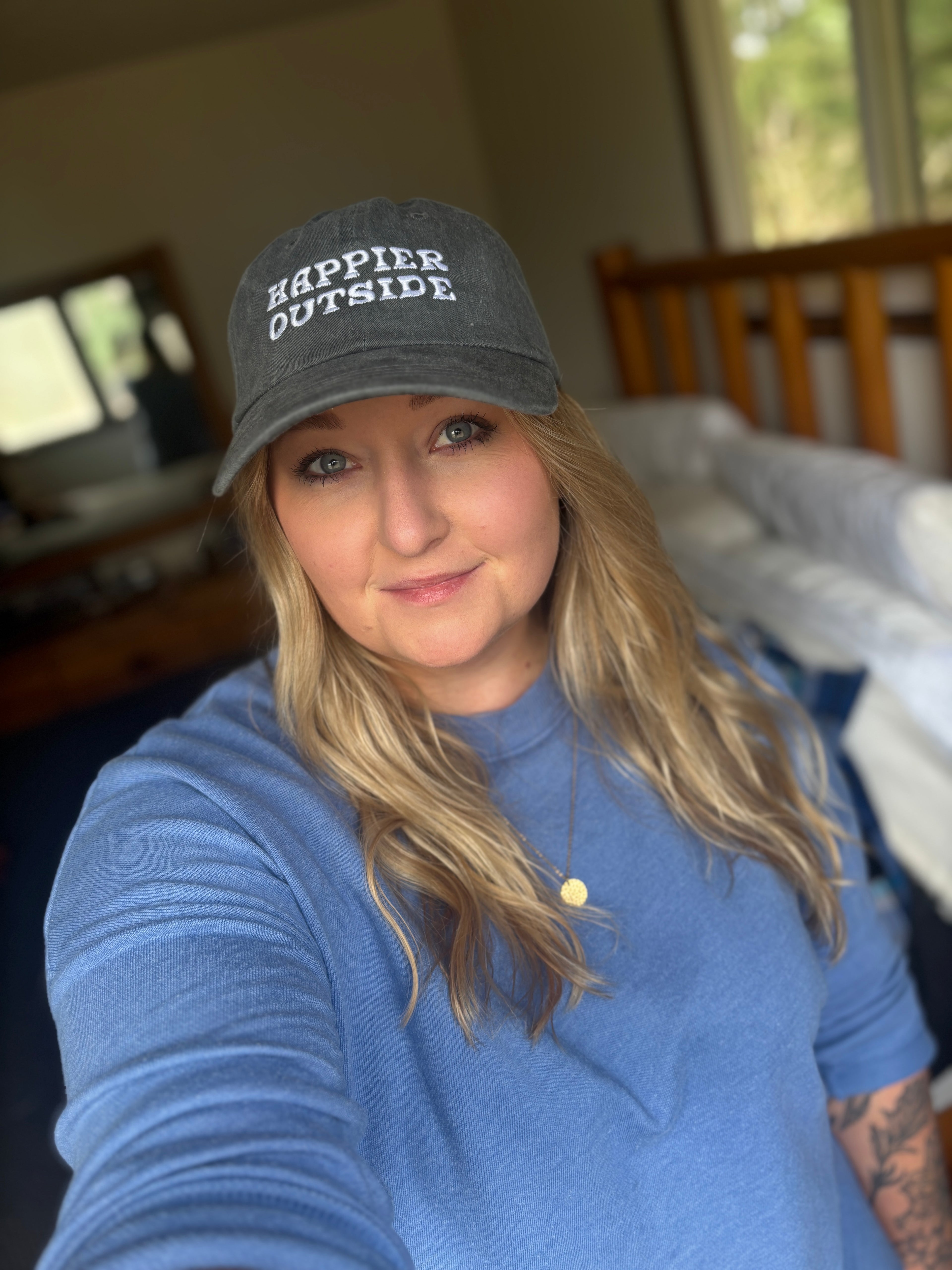 Happier Outside Embroidered Dad Hat